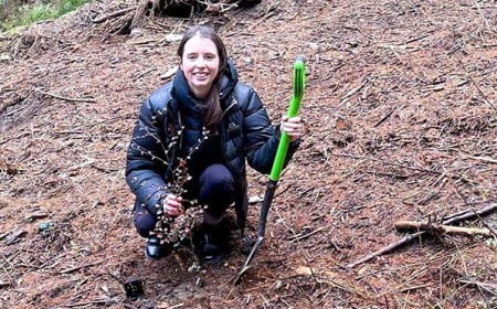 Ziptrek employee planting a native tree